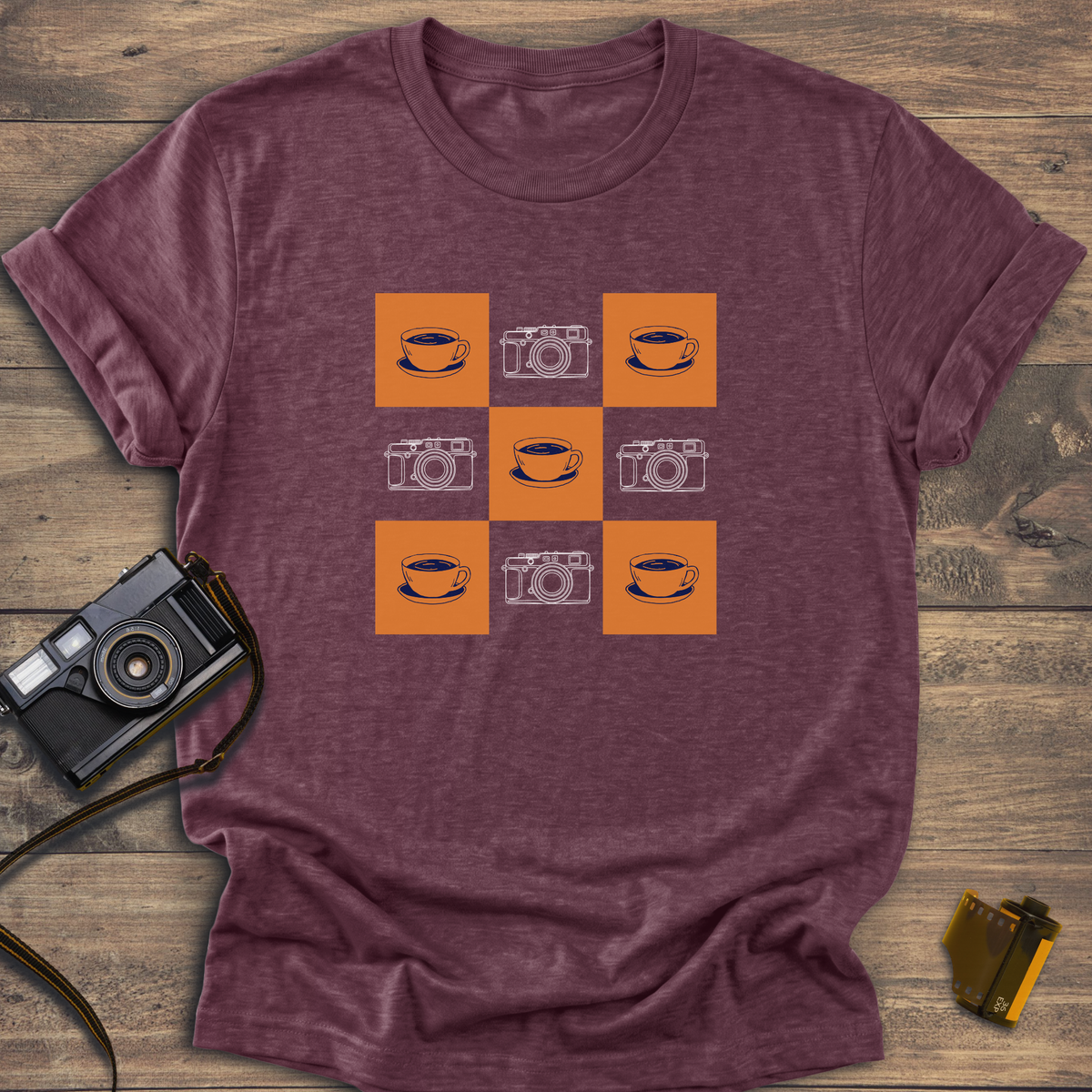 Coffee and Camera Gingham T-Shirt