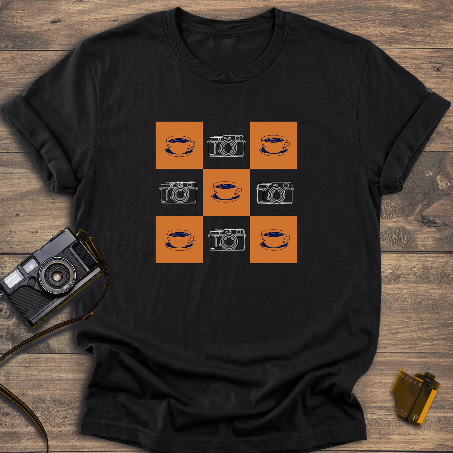 Coffee and Camera Gingham T-Shirt