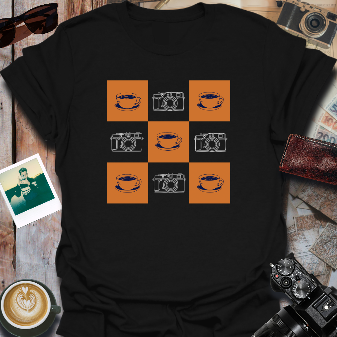 Coffee and Camera Gingham T-Shirt
