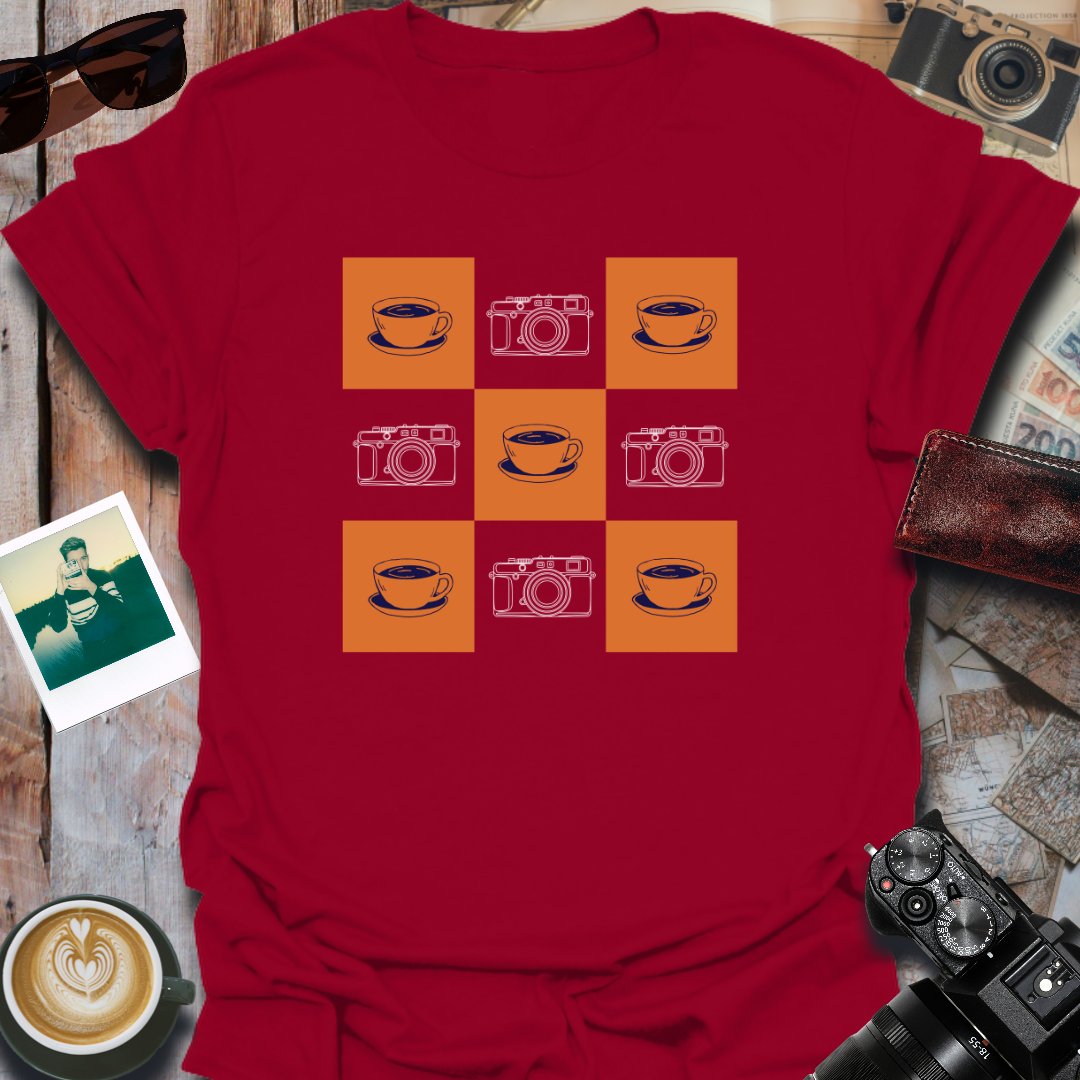 Coffee and Camera Gingham T-Shirt