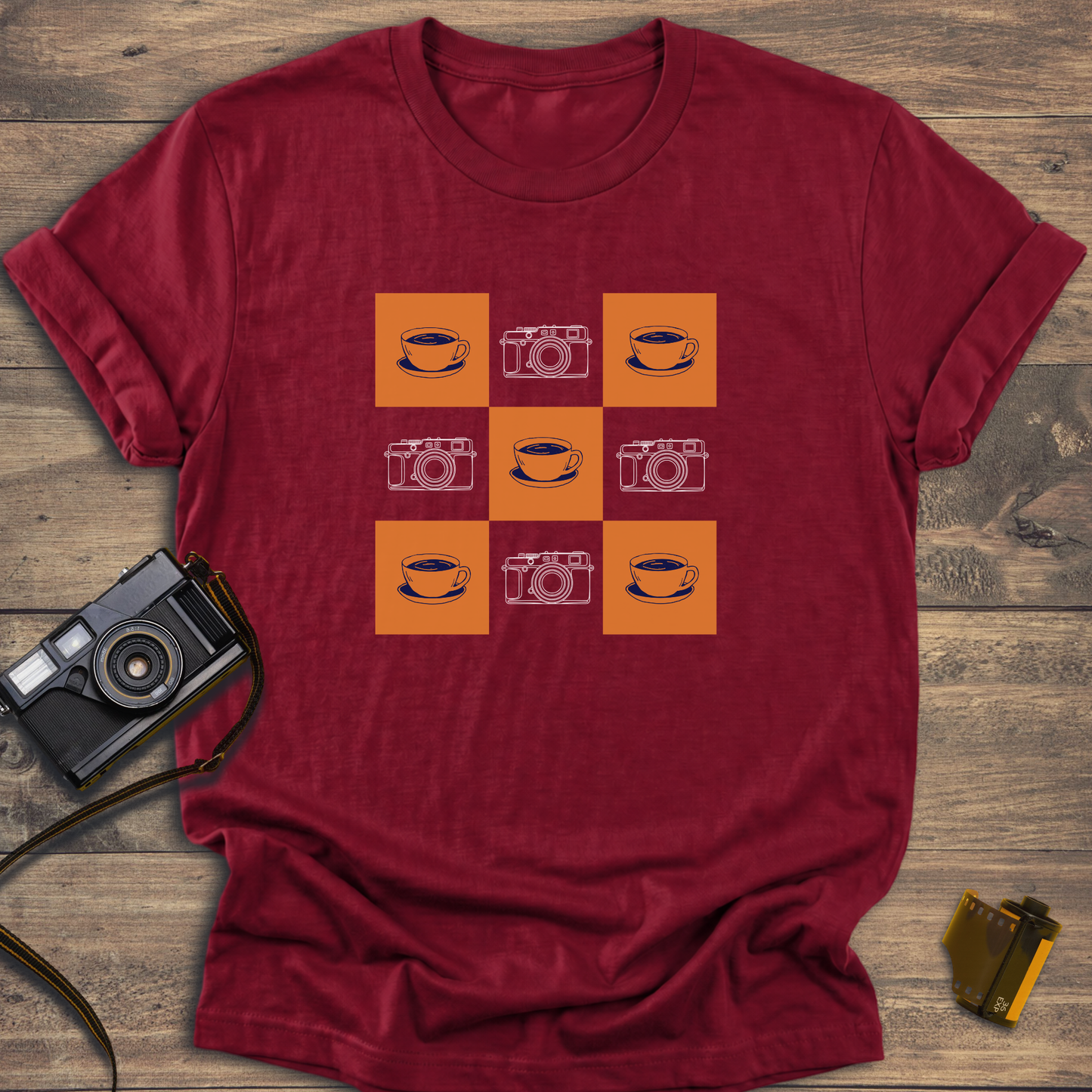Coffee and Camera Gingham T-Shirt