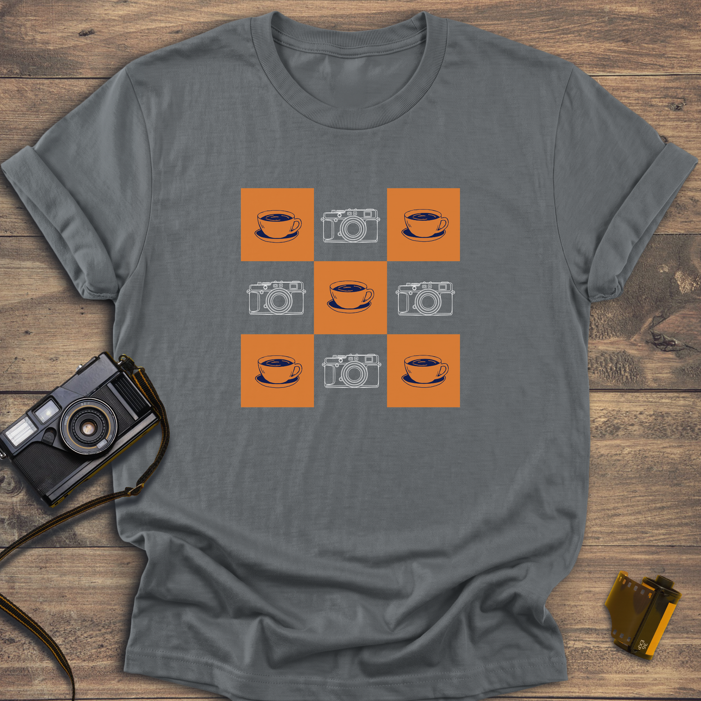 Coffee and Camera Gingham T-Shirt