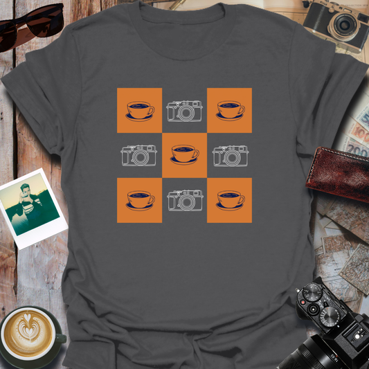 Coffee and Camera Gingham T-Shirt