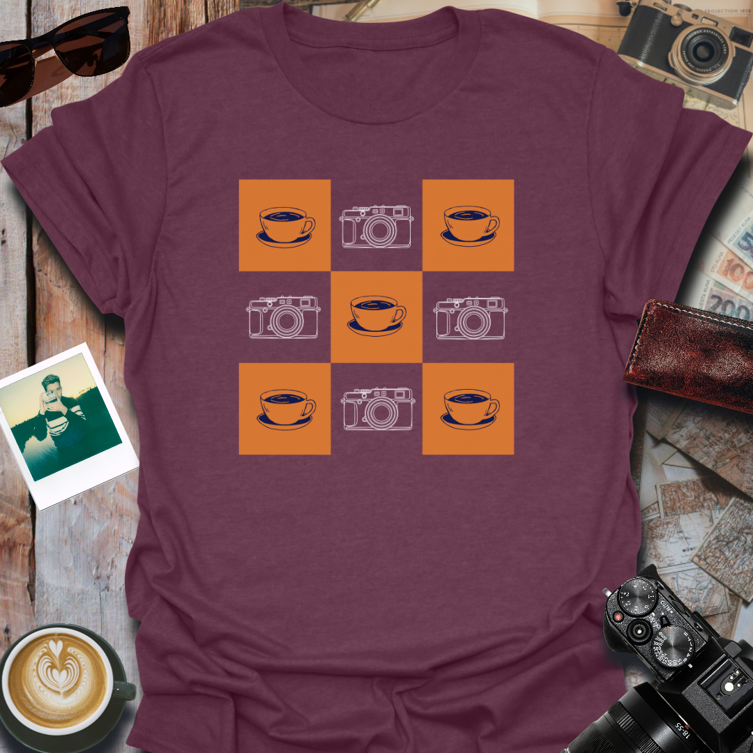 Coffee and Camera Gingham T-Shirt