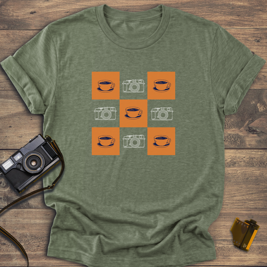 Coffee and Camera Gingham T-Shirt