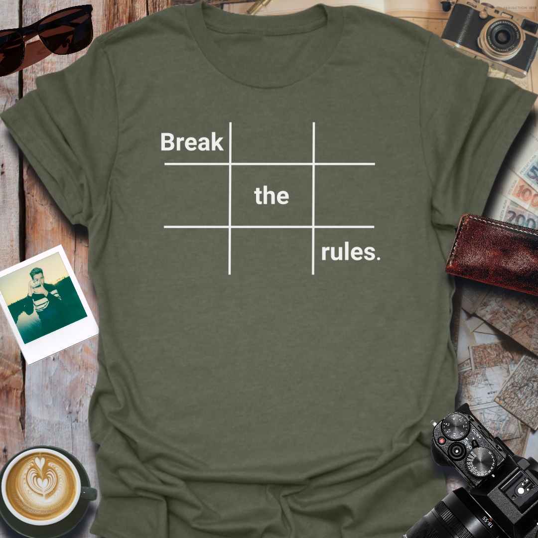 Break The Rules Photography T-Shirt in Heather Milirary Green