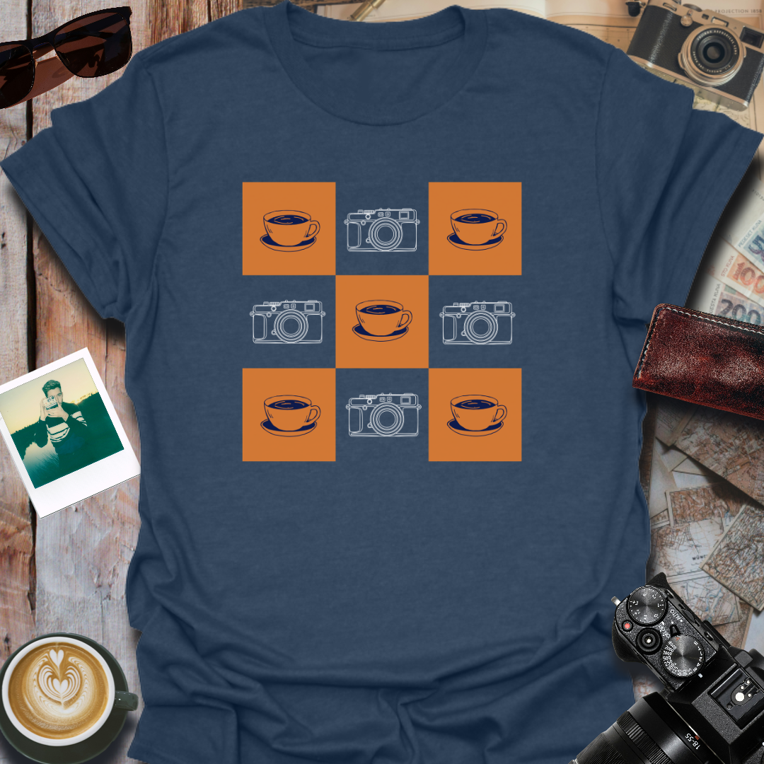 Coffee and Camera Gingham T-Shirt