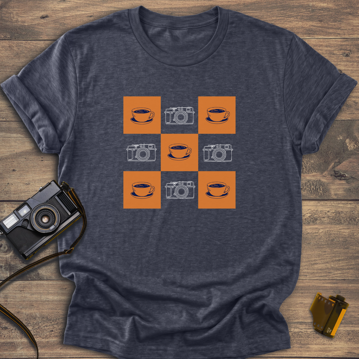 Coffee and Camera Gingham T-Shirt